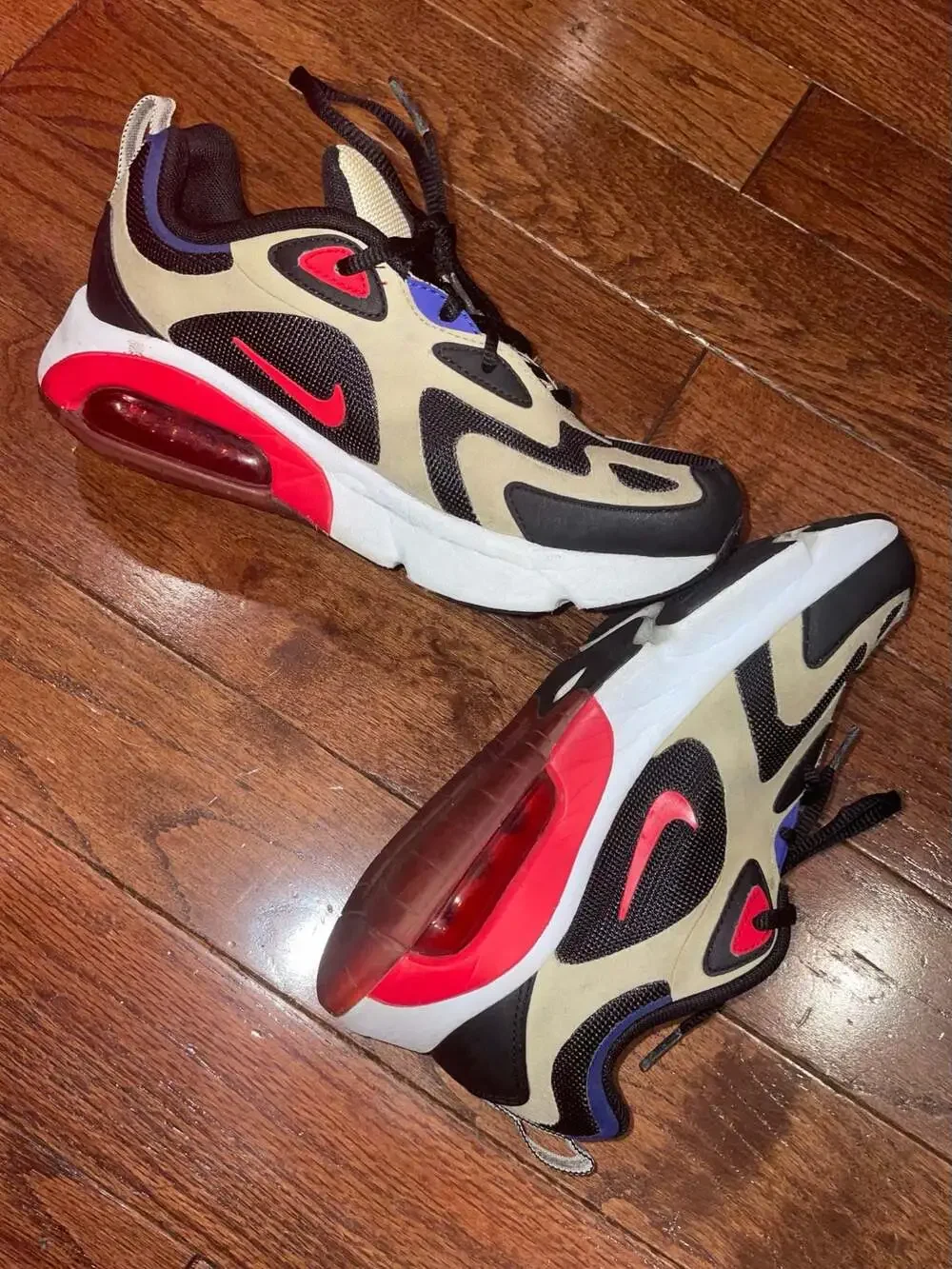 Nike Air‎ 200 Sneakers Y2K Chunky Trainers Beige Black Red Size 4.5Y
